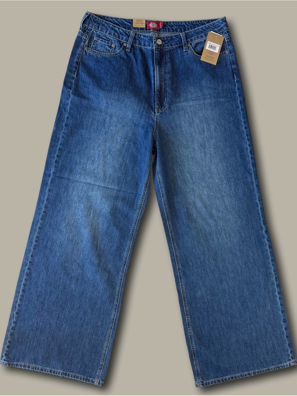 NWT Dickies Girl Wide Leg High Rise Jeans 15 32 Blue